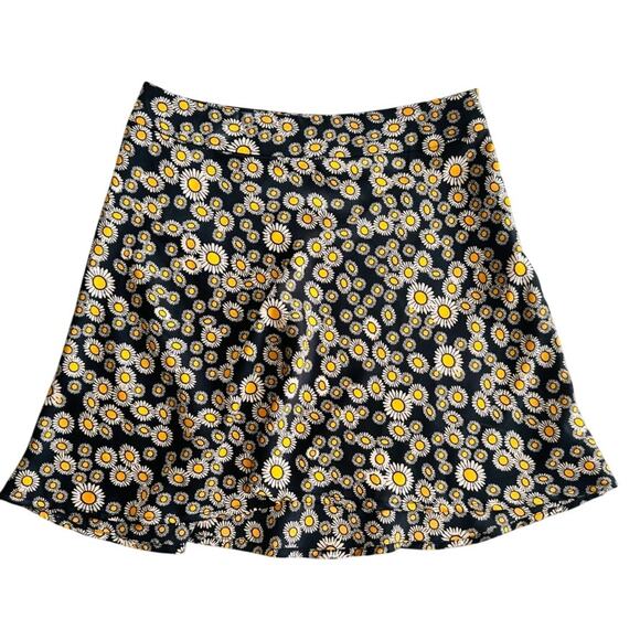 Free People Phoebe Mini Skirt Daisy Print Black Size 2 Y2K - Picture 2 of 7